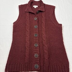 SWEATER VEST  WOMENS MEDIUM  Christopher & Banks   Button  MOCK‎ NECK  BURGANDY